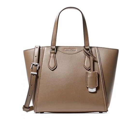 New Michael Kors small Taryn tote bag Purse Handbag Drftwood Brown Leather - Picture 1 of 10